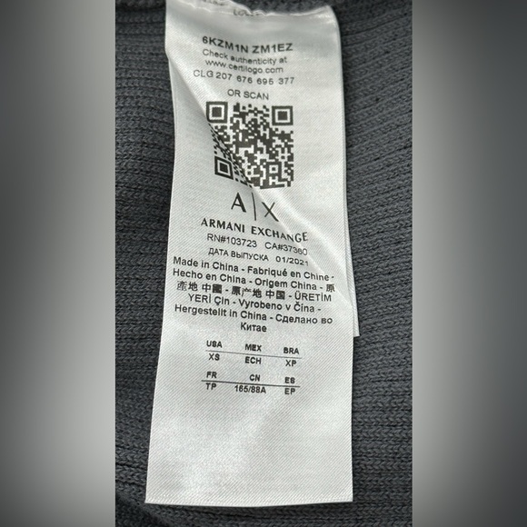 Armani Exchange Grey Black Pullover Sweatshirt Cardigan - Picture 5 of 5